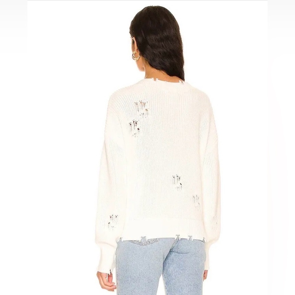 525 America 100% Cotton Distressed White Sweater Size Medium - Picture 3 of 8